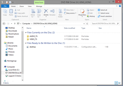 Windows Explorer, DVD in Drive